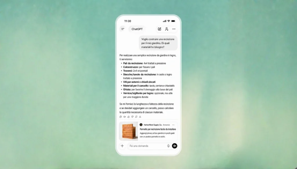 Esempio di annuncio su ChatGPT Ads